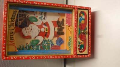 Spieluhr Weihnachten mit Schublade Santa beweglich Musik