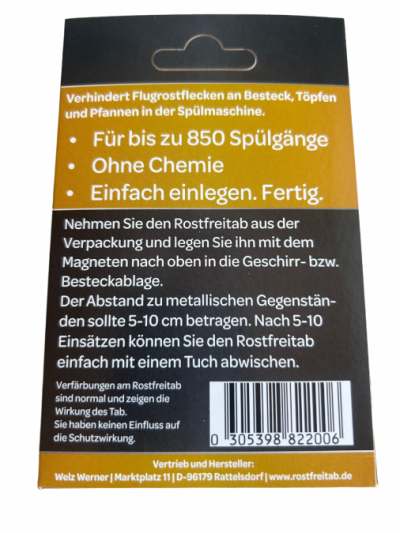 Werner`s Rostfreitab ® gegen Flugrost in der Spülmaschine für glänzentes .