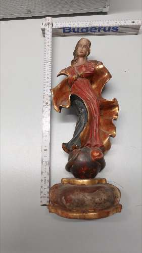 Geschnitzte Holzfigur Heiligenfigur Maria barock Stil farbig Antik