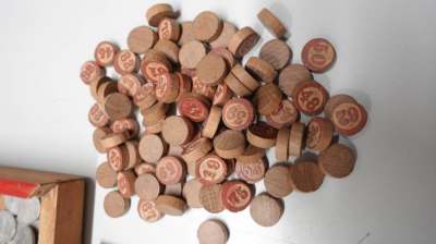 Antikes Lotto Spiel um 1900 Bingospiel Holz Lithographie